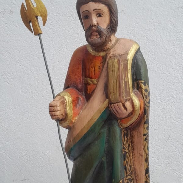 São Judas Tadeu Esculpido Em Madeira Pintado