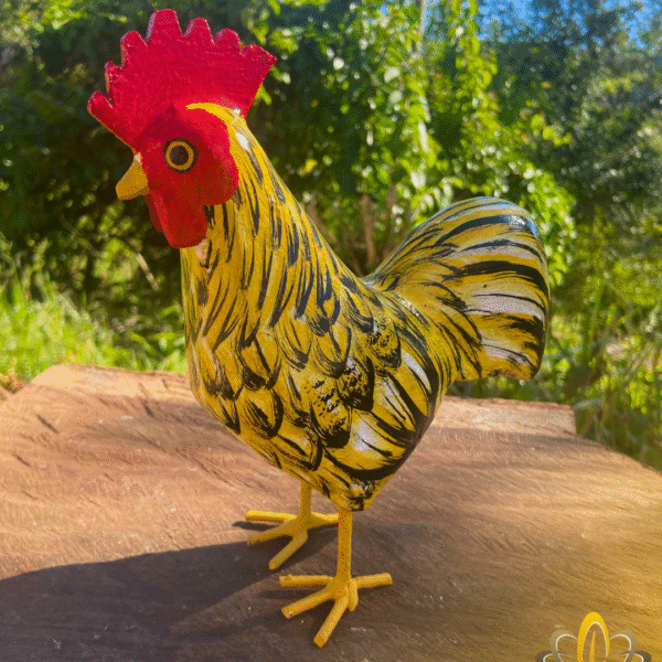 Galo Caipira em Madeira Preto e Amarelo P