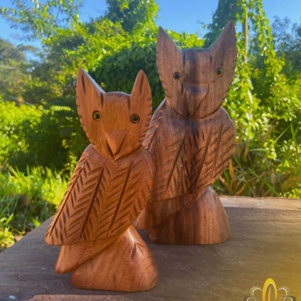 Coruja Esculpida em Madeira Grande