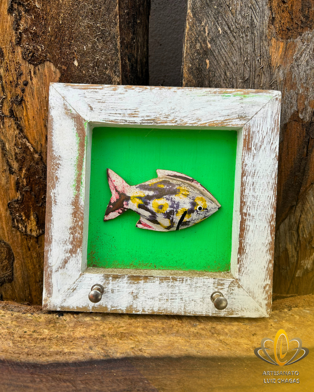 Quadro Porta Chave Pequeno Peixe Verde