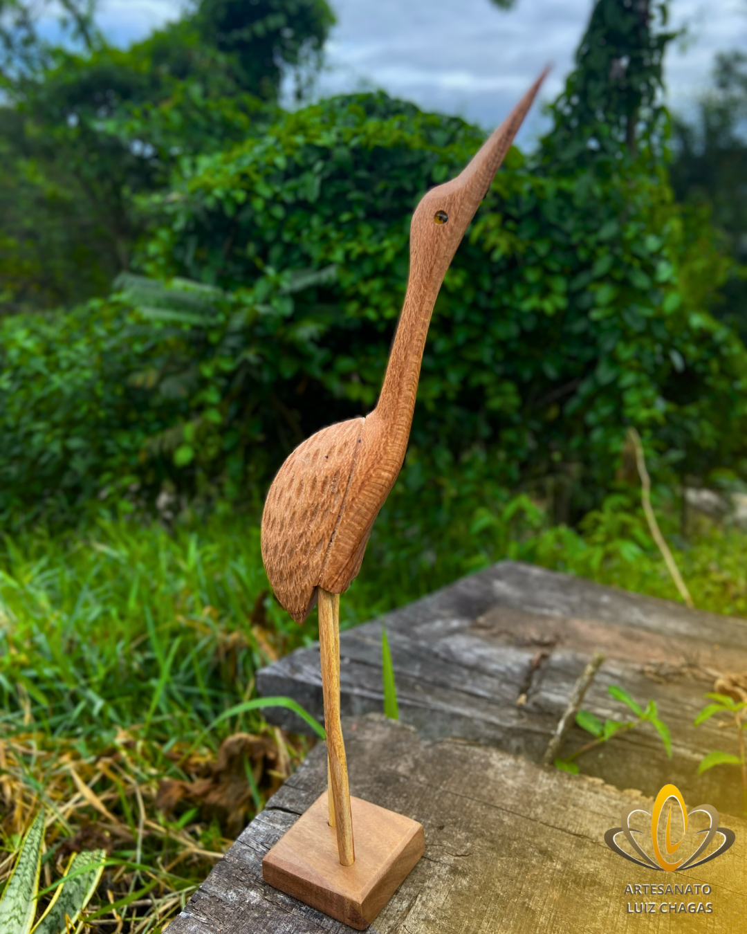 Garça Decorativa Madeira Grande