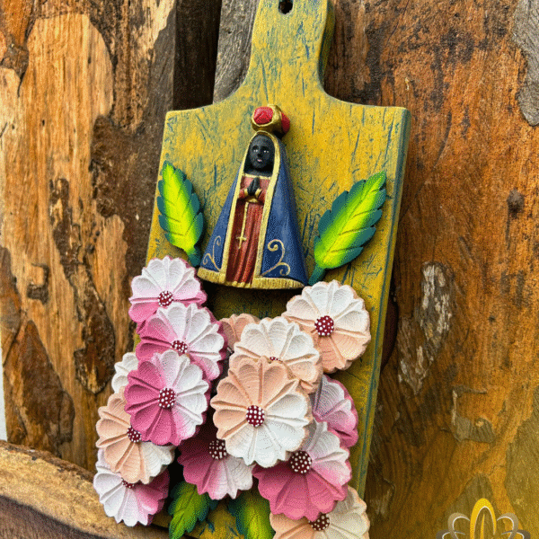 Quadro Tábua Nossa Senhora Aparecida + Flores